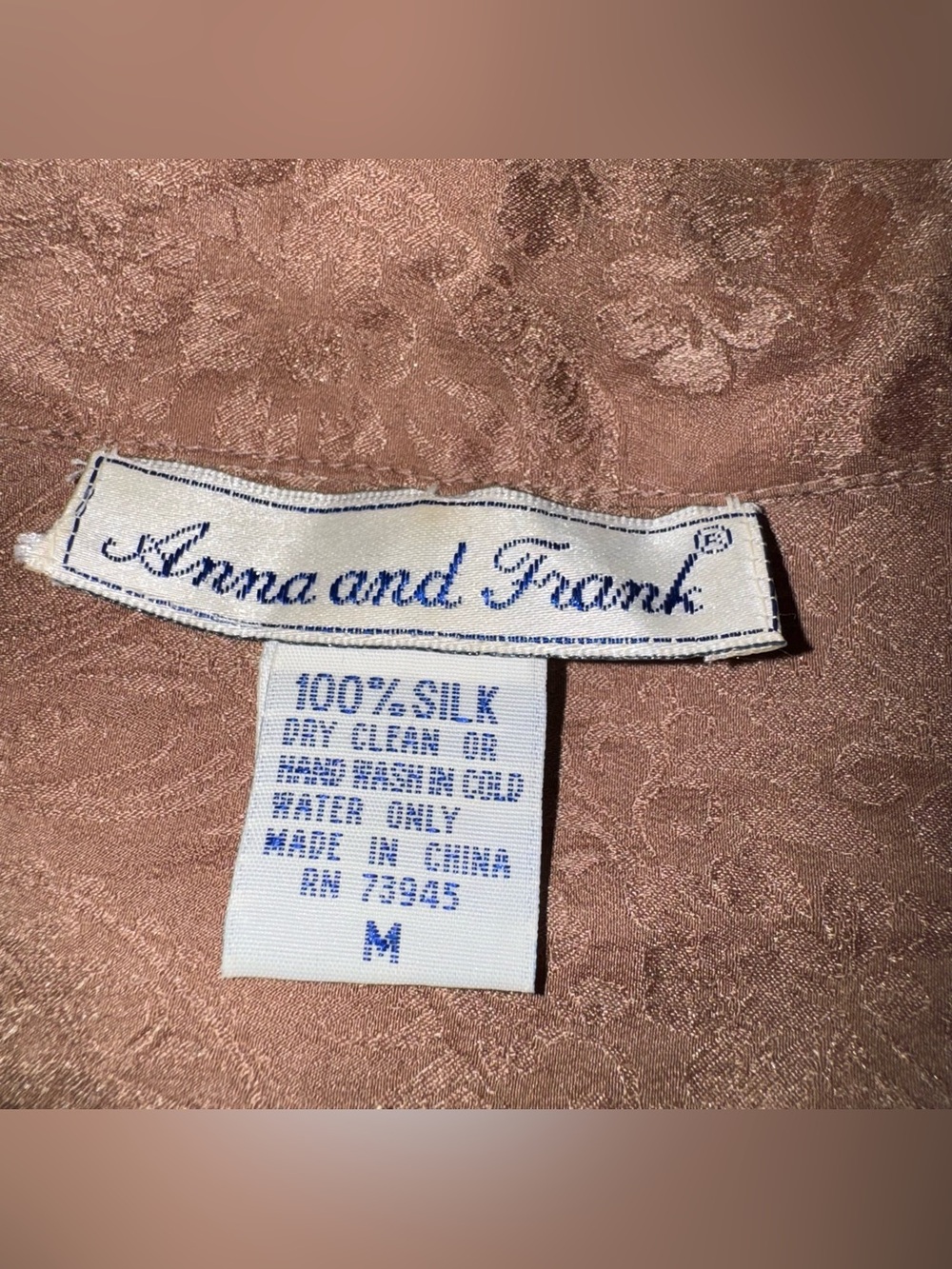Vintage 80s Anna And Frank Light Brown Silk Blouse Floral Paisley Print Size M - Picture 2 of 8